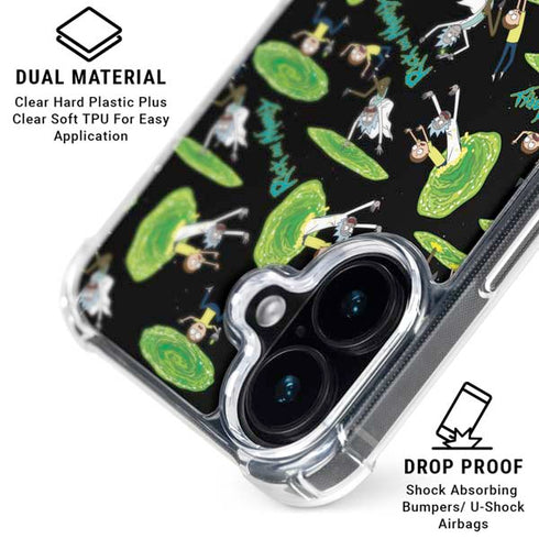 Adult Swim Rick and Morty Portal Pattern iPhone 16 Clear Case